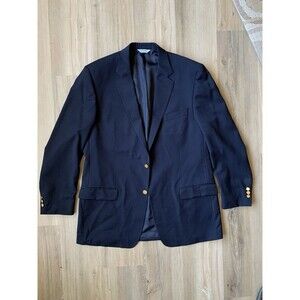Joseph & Feiss 44Tall Dk Blue 100% Wool Navy Blazer Sport Coat Jacket Gold EUC